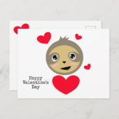 Adorable Sloth with Hearts - Happy Valentine's Day Postkarte (Vorne/Hinten)