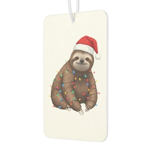 Adorable Sloth Wrapped in Holiday Lights Classic T Autolufterfrischer (Links)