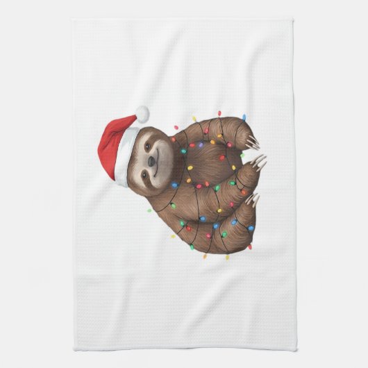 Adorable Sloth Wrapped in Holiday Lights Classic T Geschirrtuch (Vertikal)