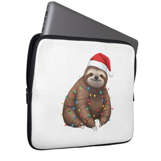 Adorable Sloth Wrapped in Holiday Lights Classic T Laptopschutzhülle (Vorne Rechts)