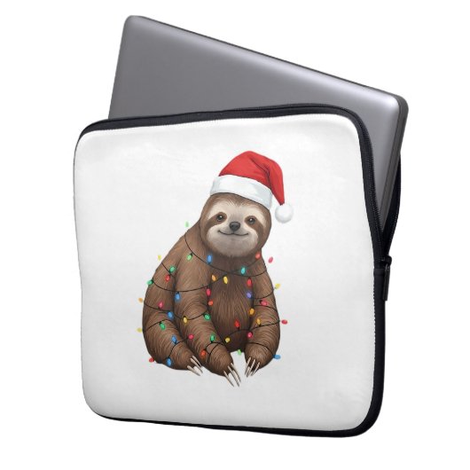 Adorable Sloth Wrapped in Holiday Lights Classic T Laptopschutzhülle (Vorderseite Links)