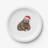 Adorable Sloth Wrapped in Holiday Lights Classic T Pappteller (Vorderseite)