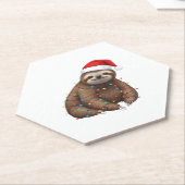 Adorable Sloth Wrapped in Holiday Lights Classic T Untersetzer (angewinkelt)