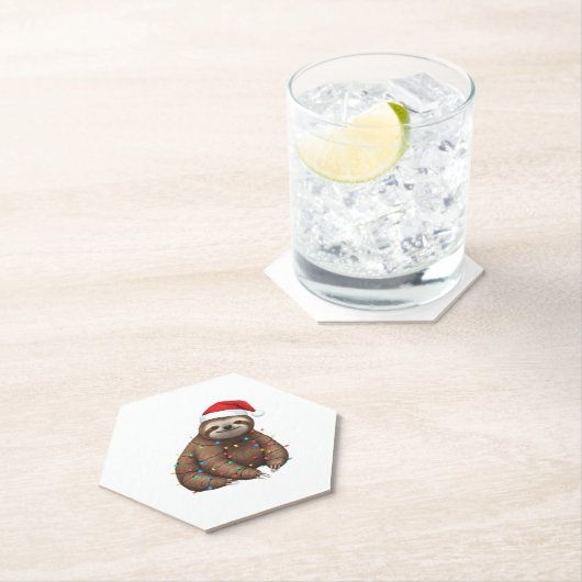 Adorable Sloth Wrapped in Holiday Lights Classic T Untersetzer (Vor Ort)