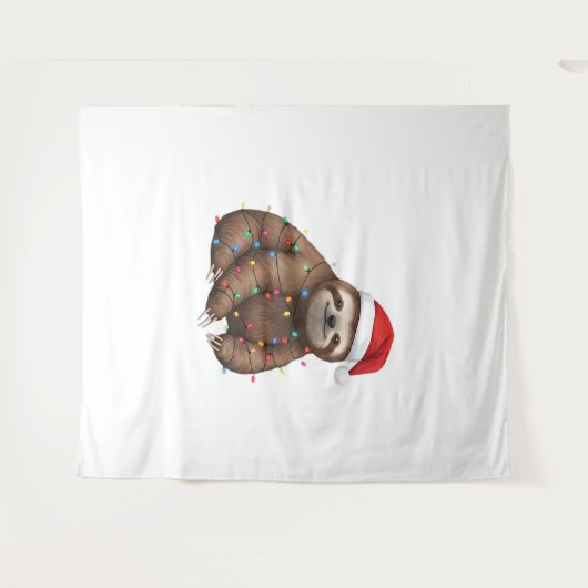 Adorable Sloth Wrapped in Holiday Lights Classic T Wandteppich (Vorderseite (Horizontal))