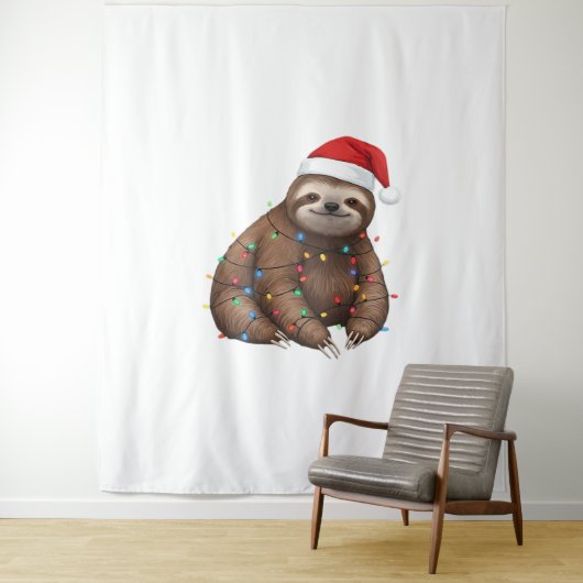 Adorable Sloth Wrapped in Holiday Lights Classic T Wandteppich (Beispiel)