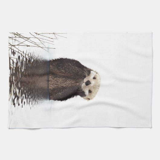 Adorable Smilch Otter im Lake Geschirrtuch (Horizontal)