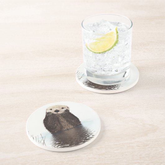 Adorable Smilch Otter im Lake Getränkeuntersetzer (Seite)