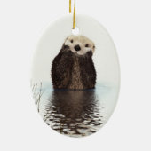 Adorable Smilch Otter im Lake Keramik Ornament (Hinten)