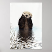 Adorable Smiling Otter in Lake Poster (Vorne)