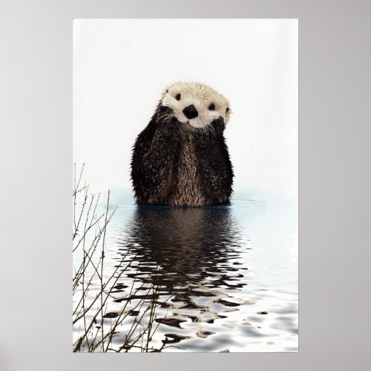 Adorable Smiling Otter in Lake Poster (Vorne)