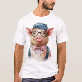 ADORABLE SMILING PATRIOTISCHER SCHWEIN T-Shirt