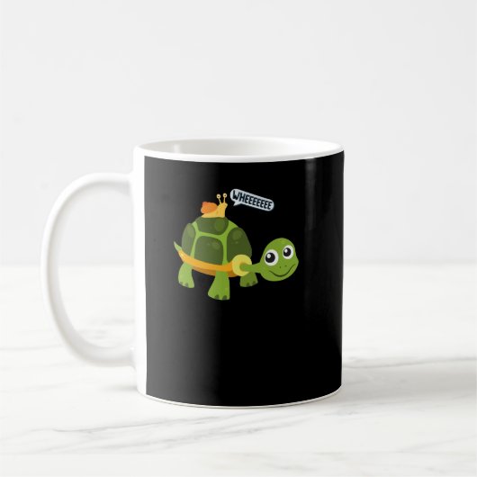 Adorable Snail Riding Turtle Yelling Wheel Niedlic Kaffeetasse (Links)