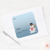 Adorable Snowman Christmas Gift Label Quadratischer Aufkleber (Umschlag)