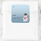 Adorable Snowman Christmas Gift Label Quadratischer Aufkleber (Tasche)