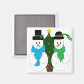 Adorable Snowman Couple Magnet (Vorderseite/Rückseite)