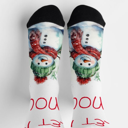 Adorable Snowman Crew Socks Socken (Oben)