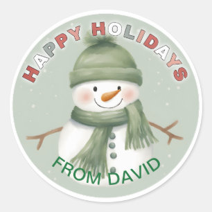 Adorable Snowman-Geschenksticker Runder Aufkleber