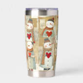 Adorable Snowman Hearts Winter Thermobecher (Vorderseite)