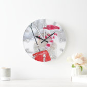 Adorable Snowman With Santa Hat -Personalized Große Wanduhr (Zuhause)