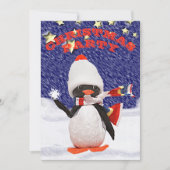 Adorable Snowy Christmas Pinguin Paradies Einladung (Vorderseite)