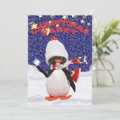 Adorable Snowy Christmas Pinguin Paradies Einladung (Stehend Vorderseite)