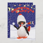 Adorable Snowy Christmas Pinguin Paradies Einladung (Vorne/Hinten)