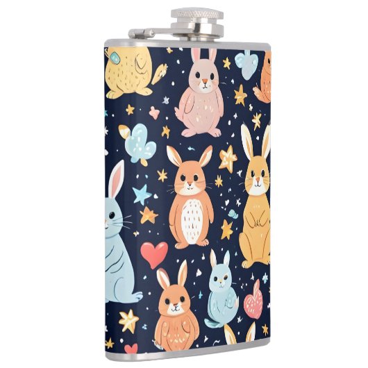 Adorable Soft Pastel Baby Animal Pattern Mug Flachmann (Rechts)