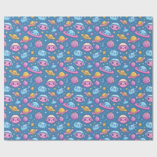 Adorable Space Adventures Kinder Geschenkpapier (Flach)