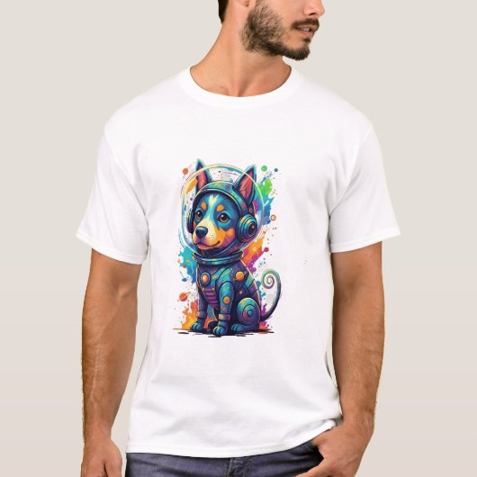 Adorable space pup in a retro astronaut suit T-Shirt (Vorderseite)