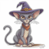 Adorable Sphynx Cat in Hexenhut Aufkleber (Vorderseite)