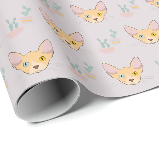 Adorable Sphynx Cats Wrapping Paper Geschenkpapier (Rolleneckpunkt)