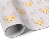 Adorable Sphynx Cats Wrapping Paper Geschenkpapier (Rolleneckpunkt)