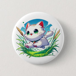 Adorable spielerische Katze fröhlich laufen Button