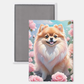 Adorable Spitz blühende Rosen Magnet (Vorderseite/Rückseite)