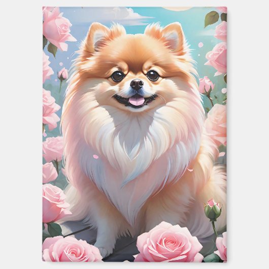 Adorable Spitz blühende Rosen Magnet (Vorderseite)
