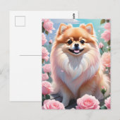 Adorable Spitz blühende Rosen Postkarte (Vorne/Hinten)
