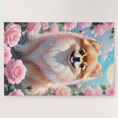 Adorable Spitz blühende Rosen Puzzle (Horizontal)