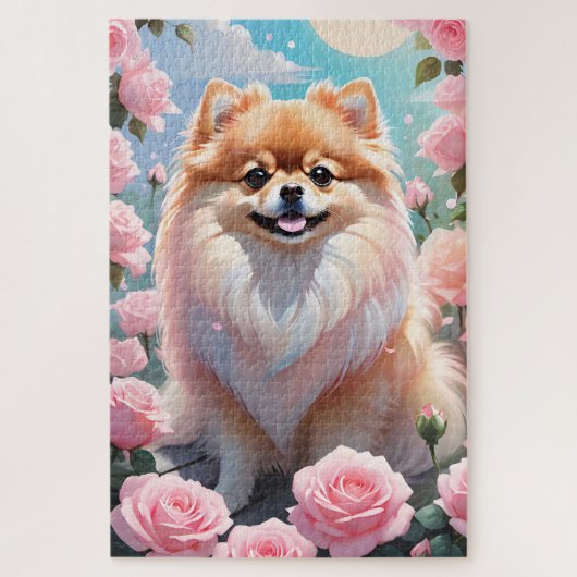 Adorable Spitz blühende Rosen Puzzle (Vertikal)