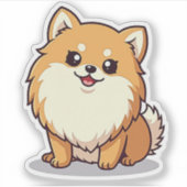 Adorable Spitz Delight, Kawaii Style, Klein Aufkleber (Vorderseite)