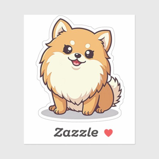 Adorable Spitz Delight, Kawaii Style, Klein Aufkleber (Blatt)