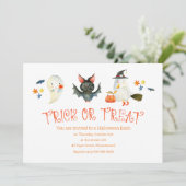 Adorable Spooky Friends "Trick or Treat" Halloween Einladung (Stehend Vorderseite)