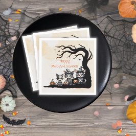 Adorable Spooky gestreiften Halloween Ghost Kitten Serviette