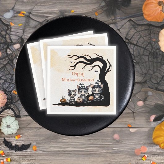 Adorable Spooky gestreiften Halloween Ghost Kitten Serviette