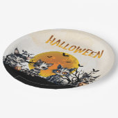 Adorable Spooky Ghost Kittens Moon Halloween-Party Pappteller (Schrägansicht)