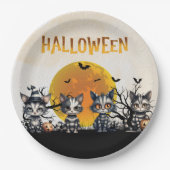 Adorable Spooky Ghost Kittens Moon Halloween-Party Pappteller (Vorderseite)