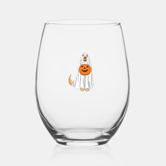 Adorable Spooky Golden Retriever Ghost Classic T-S Weinglas Ohne Stiel (Vorderseite)