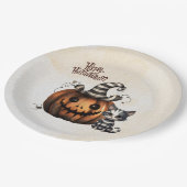 Adorable Spooky Halloween Black n' White Kitten Pappteller (Schrägansicht)