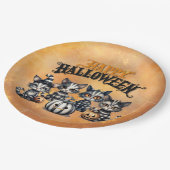 Adorable Spooky Halloween Black n' White Kittens Pappteller (Schrägansicht)