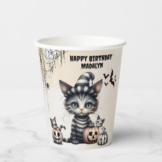 Adorable Spooky Halloween Kitten Pappbecher (Vorderseite)